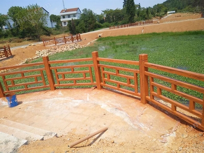 河道安全护栏水泥仿木栏杆中字款