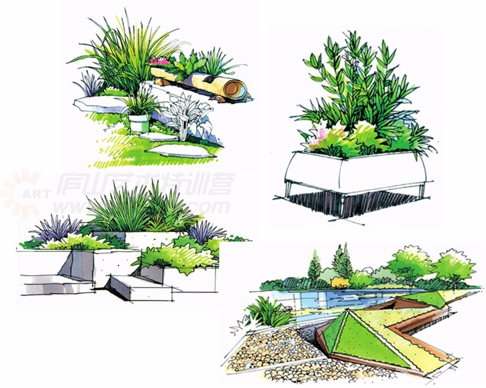 纯干货 | 景观设计马克笔着色技法~