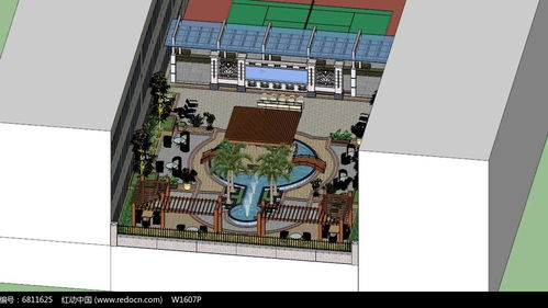 景观中庭设计SU模型SKP素材下载
